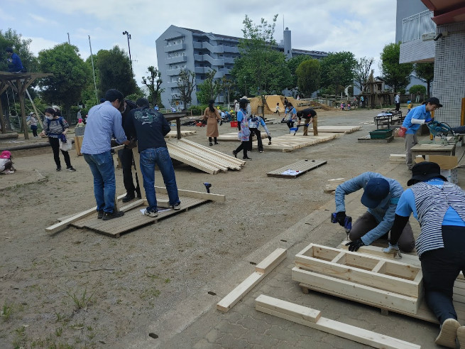 水場ポンプの土台作り