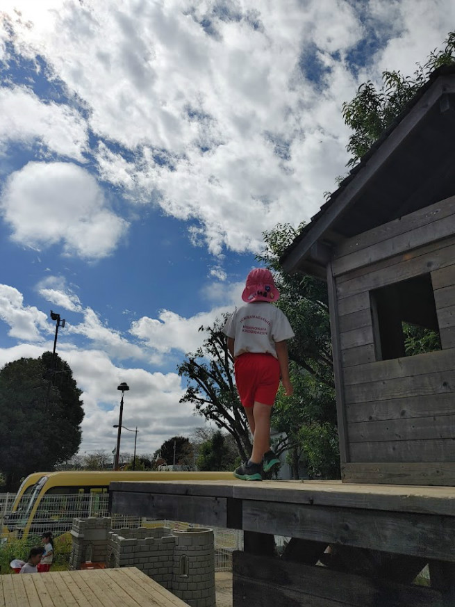 青い高い空とツリーハウス